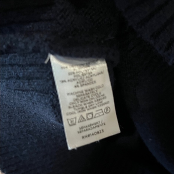 LOFT Navy and White Fair Isle Tunic Turtleneck Sweater Size Small - Picture 6 of 8
